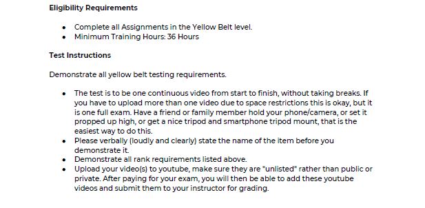 Shotokan Yellow Belt Requirements 3